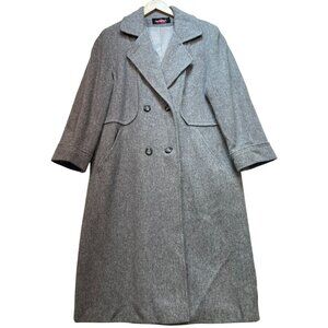 Alorna Women's Double Breasted Wool Coat Long Sleeve Gray Heathered Oversized